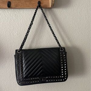 Chiara Ferretti black leather chain strap bag